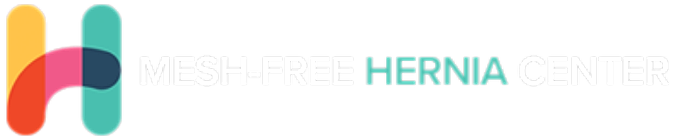 Mesh-Free Hernia Center logo and branding.